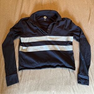 SO Blue and White Long Sleeve Crop Top